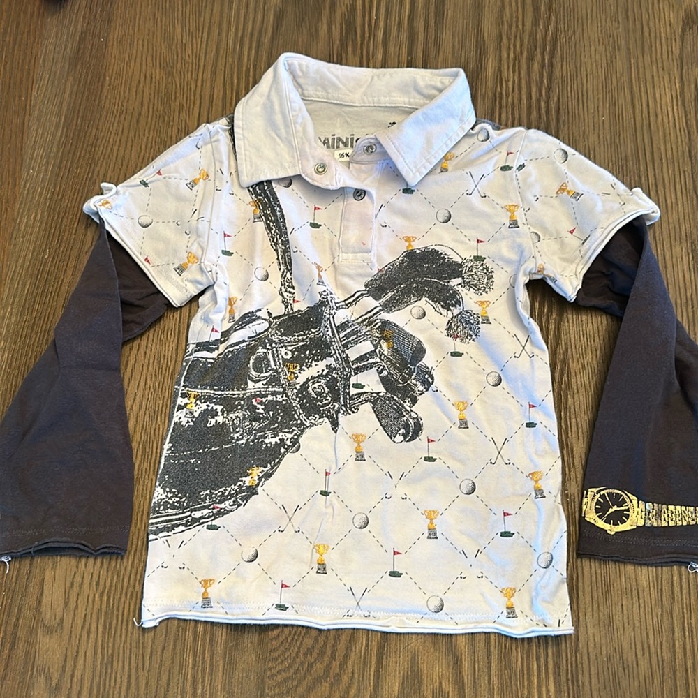 Mini Shatsu golf polo long sleeve with wrist watch size 2T